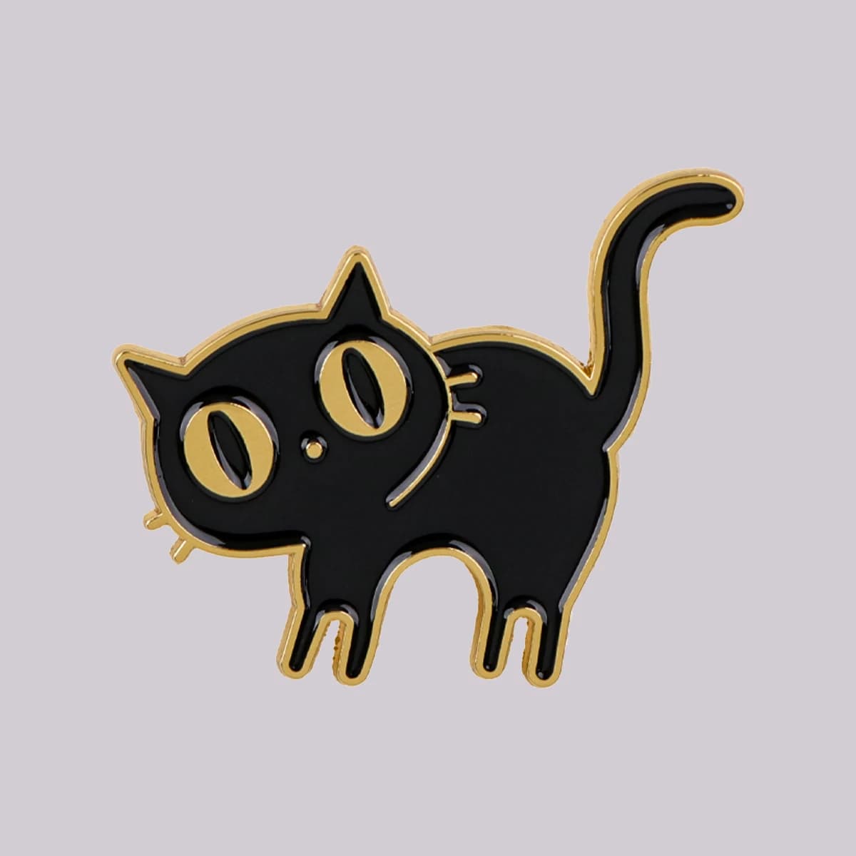 Spilla smaltata a forma di gatto nero simpatico, spilla da bavero a cartone animato, distintivo per zaino, accessori per abbigliamento, gioielli divertenti, regali per amici