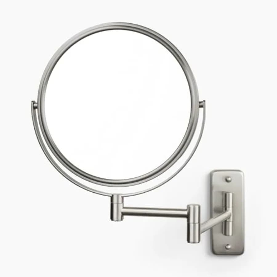 Specchio ingranditore da parete - Specchio da bagno per il trucco - Diametro 8 pollici - Finitura - Modello JP7808N