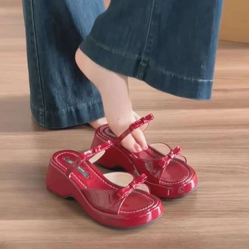 Sandali Estivi da Donna con Zeppa e Tacco, Ciabatte Casual con Punta Aperta, Stile Street, per Spiaggia e Outdoor