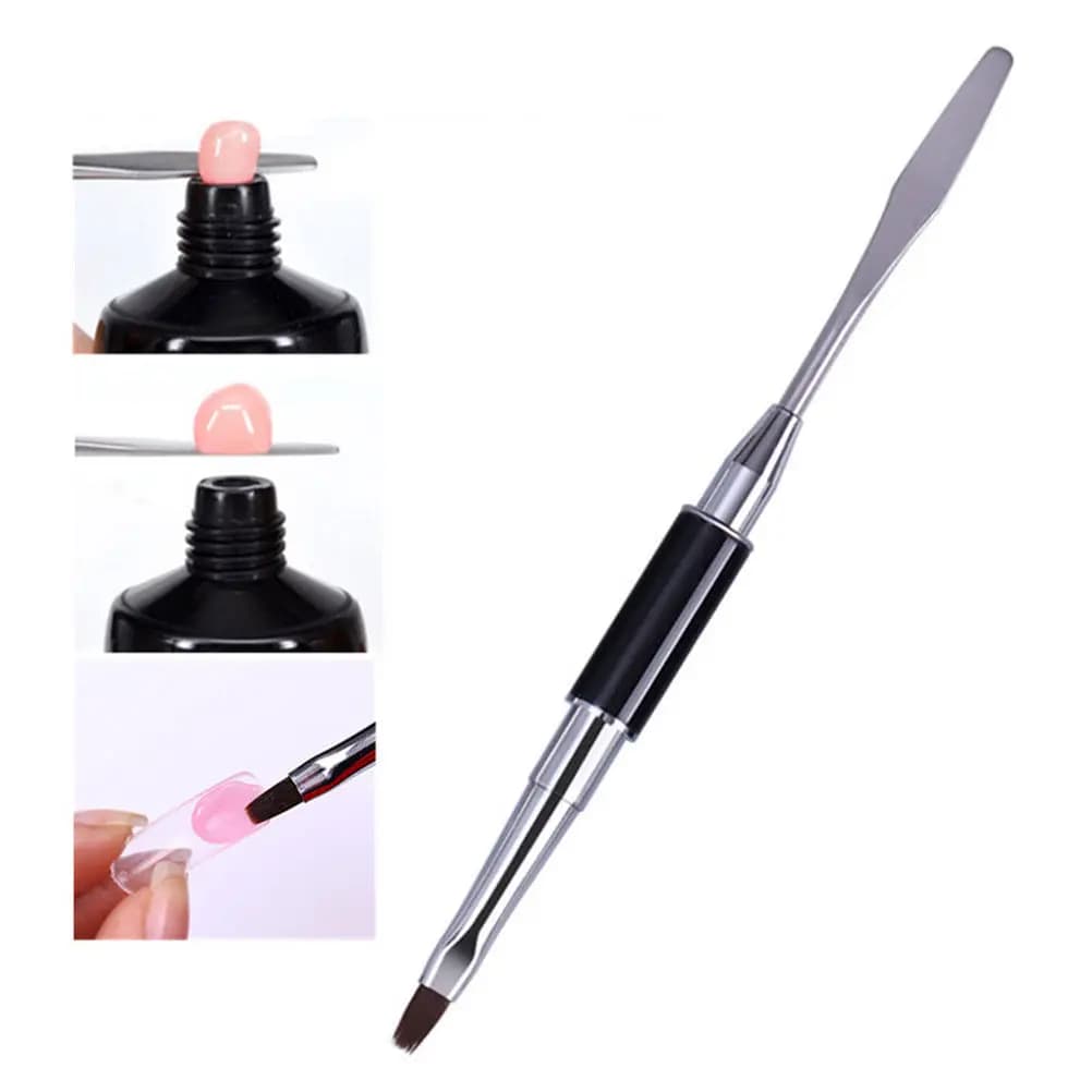 2 Pezzi Penna per Estensione Unghie Multifunzione, Strumento per Manicure Rosa Nero, Penna Facile da Usare per Nail Art, per Colla Gel Acrilico UV Builder