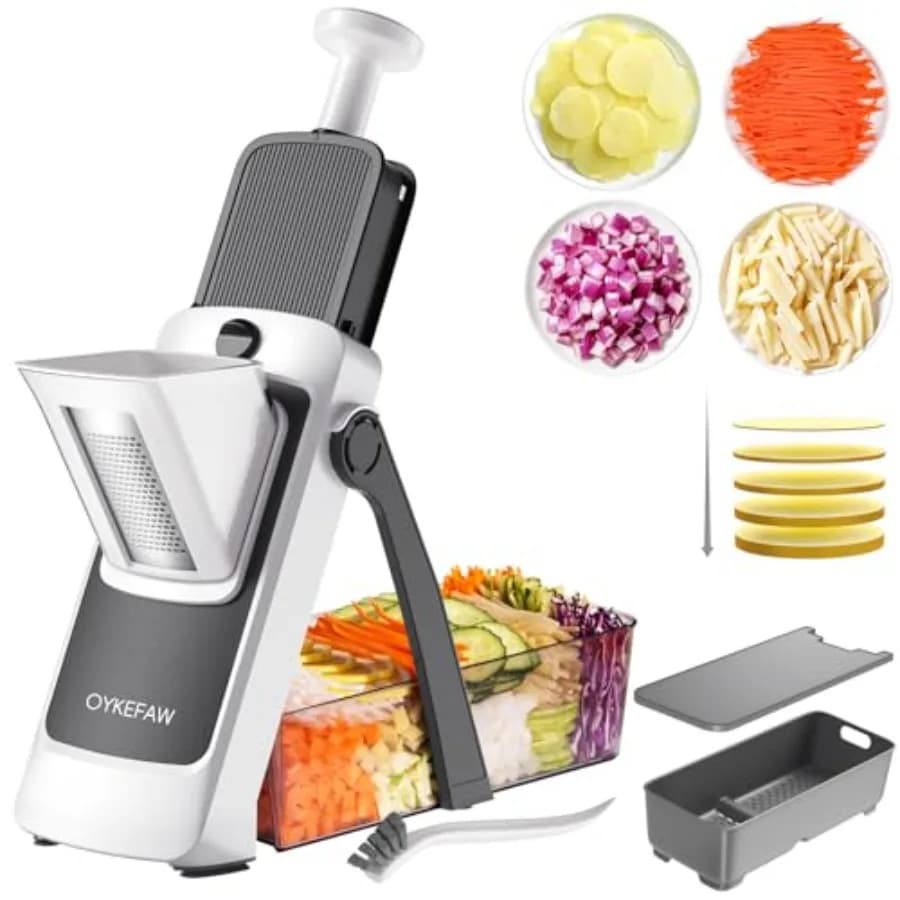Safe Mandoline Slicer Pro, Gen 4th, Adjustable Thickness food Slicer For Kitchen, Vegetable Chopper With Container, Lid, Drain