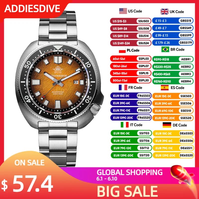 ADDIESDIVE 2025New Orologio da polso al quarzo da uomo Zaffiro di lusso Luminoso 200m Orologi impermeabili Lunetta in ceramica Orologio da lavoro per il tempo libero