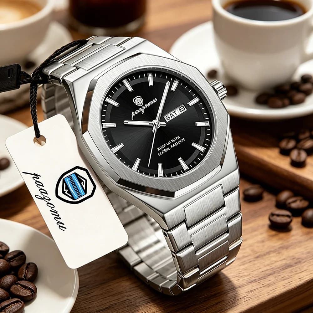 2026 New Luxury Military Man Watch Square Waterproof Luminous Date Week Men Watch Stainless Steel Quartz Men's Watches Reloj+box