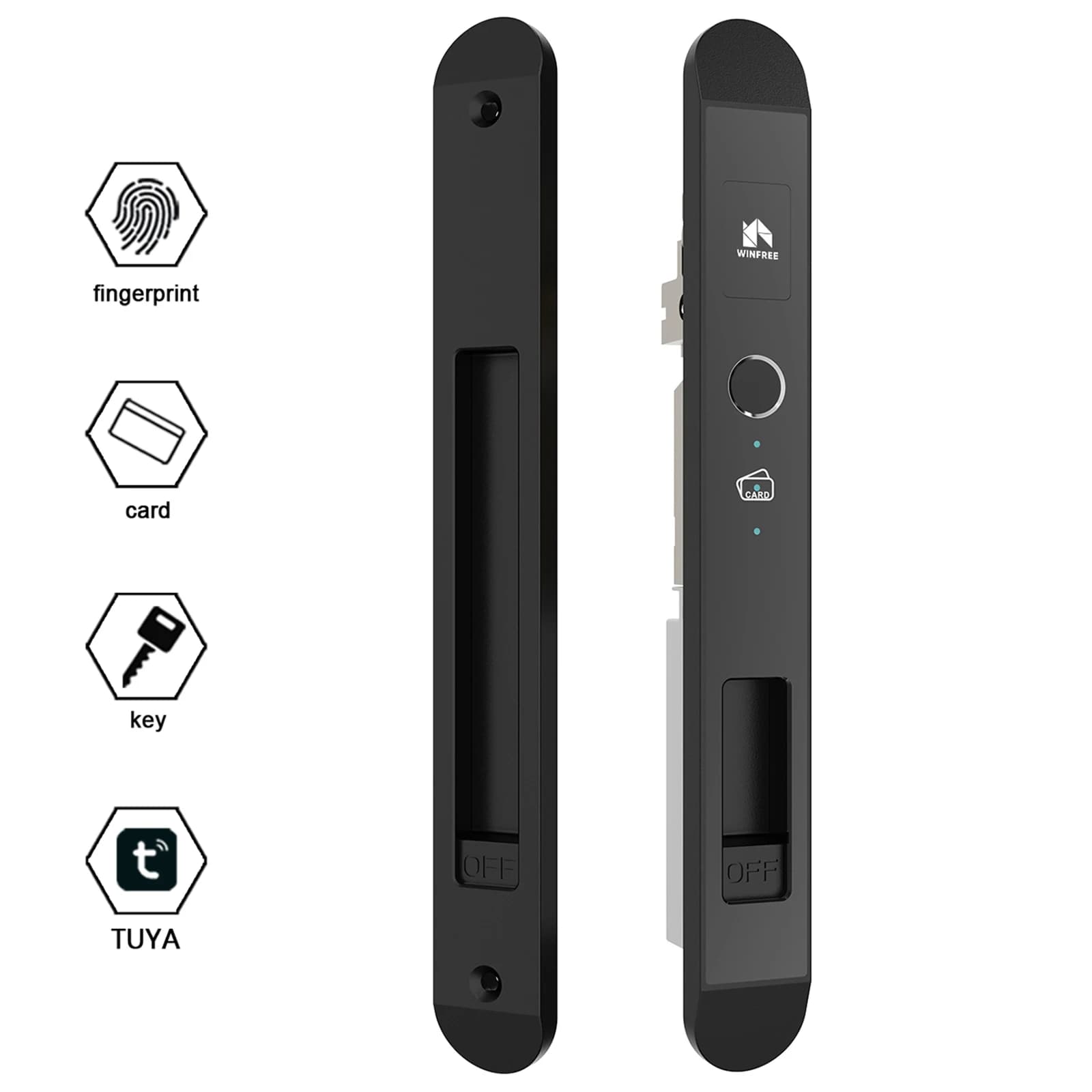 Serratura Intelligente WINFREE per Porte Sottili con Impronta Digitale, Bluetooth Tuya, Protezione di Sicurezza per Porte in Legno, Giardino, Patio, Balcone