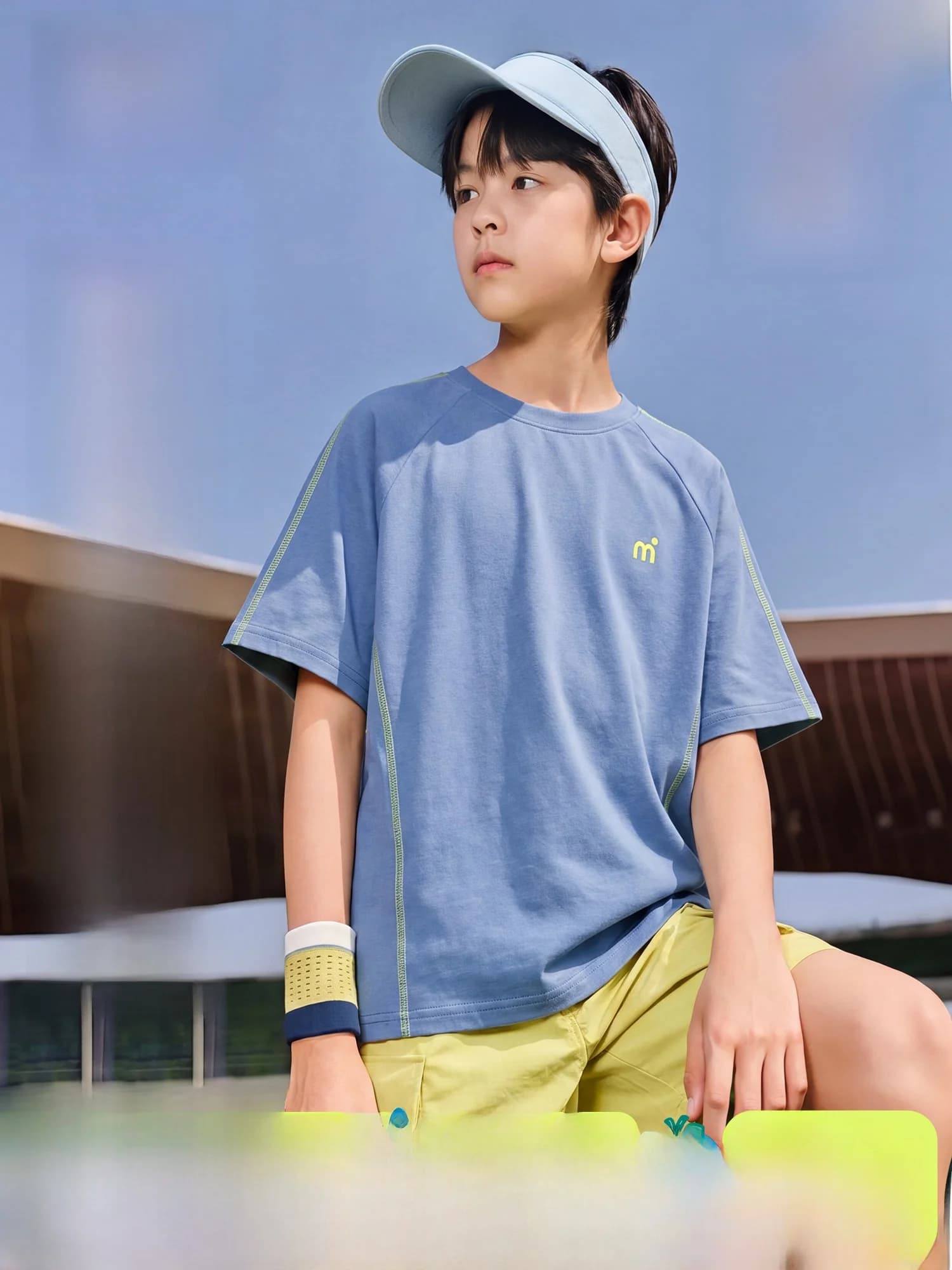 Quick Dry Children's T-Shirt Boys' Short Sleeve Sportswear Outdoor Summer Casual Polyester Fiber A-Class Safety Blue Wind Series