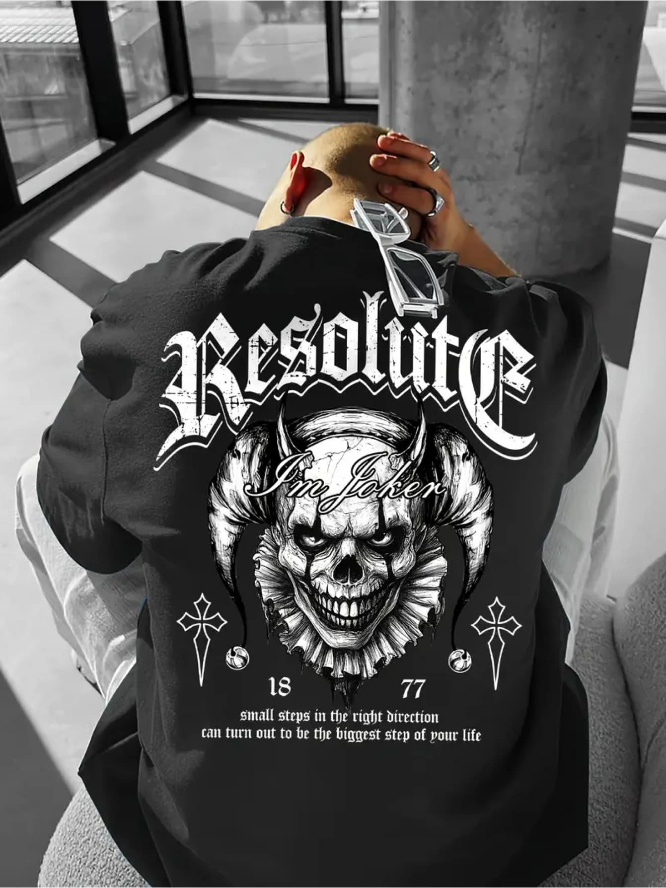 T-shirt casual a maniche corte stampata da uomo New Year's "Resolve Joker" - Collezione Primavera/Estate