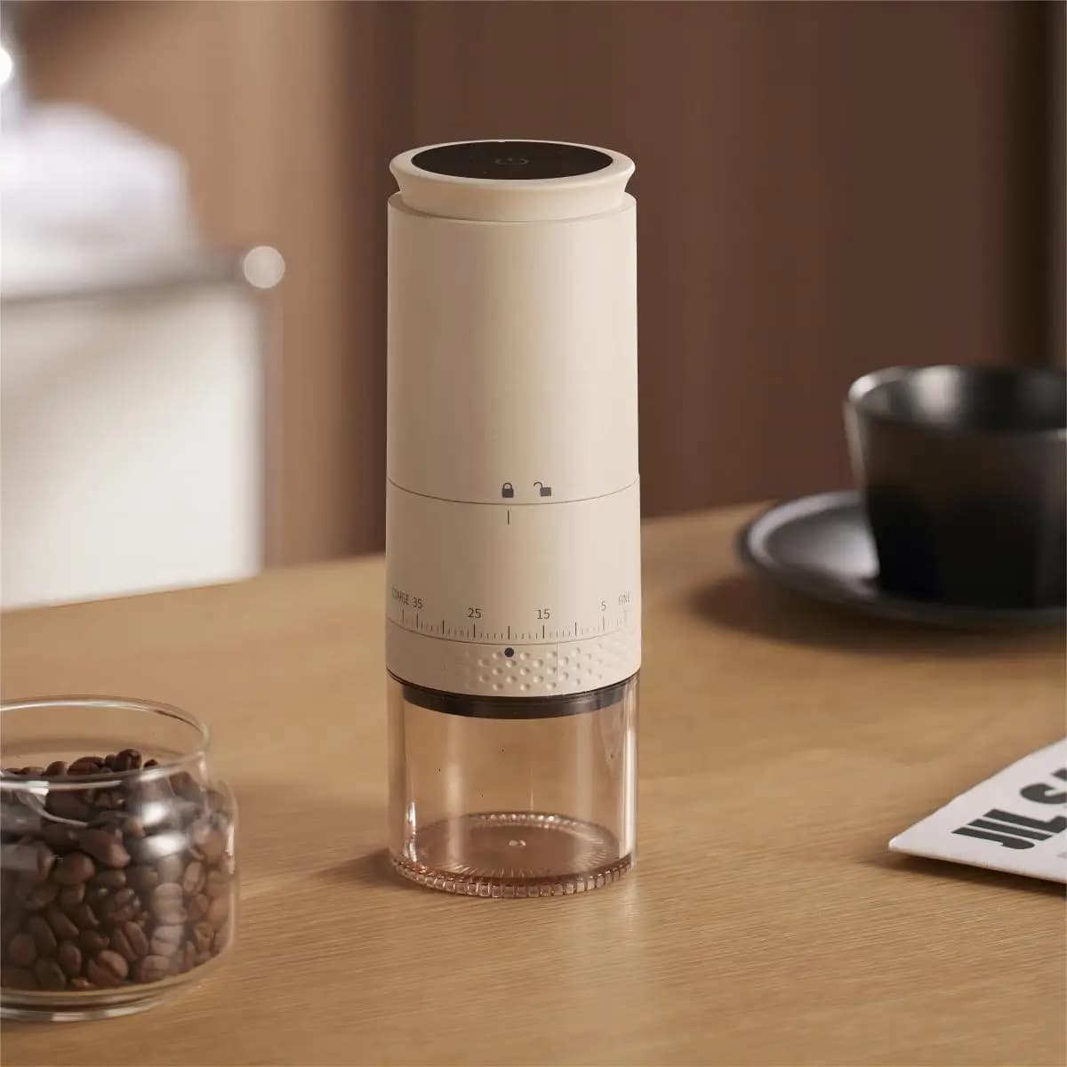 Macinacaffè elettrico 1500mAh Tipo C regolabile esternamente Ricarica Macinacaffè Macinacaffè per chicchi Macchina per il caffè