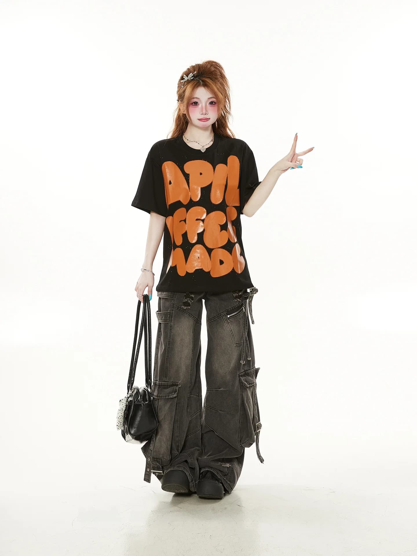 T-shirt Oversize a Maniche Corte Stile Americano Streetwear da Donna, Estivo Casual con Stampa Creativa a Lettere, Top per Coppia in Cotone