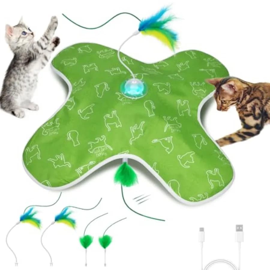 Giocattoli Interattivi per Gatti Ricaricabili, Gioco Nascondi e Cerca per Gattini con Attivazione a Tocco, Piuma Nascosta in Movimento, Design a Tumbler