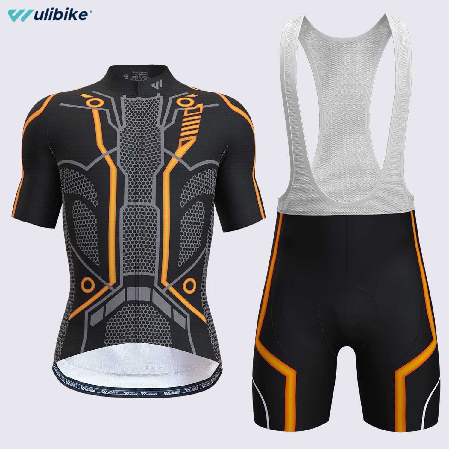 Wulibike men's cycling suit short-sleeved bib suit high-elastic breathable sponge pad cycling suit short-sleeved bib suit