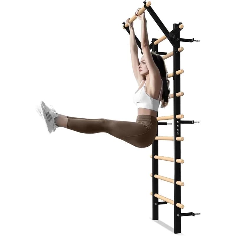 Wooden traction and dip bar, gym equipment for stretching and core training, 9 bars, customizable
