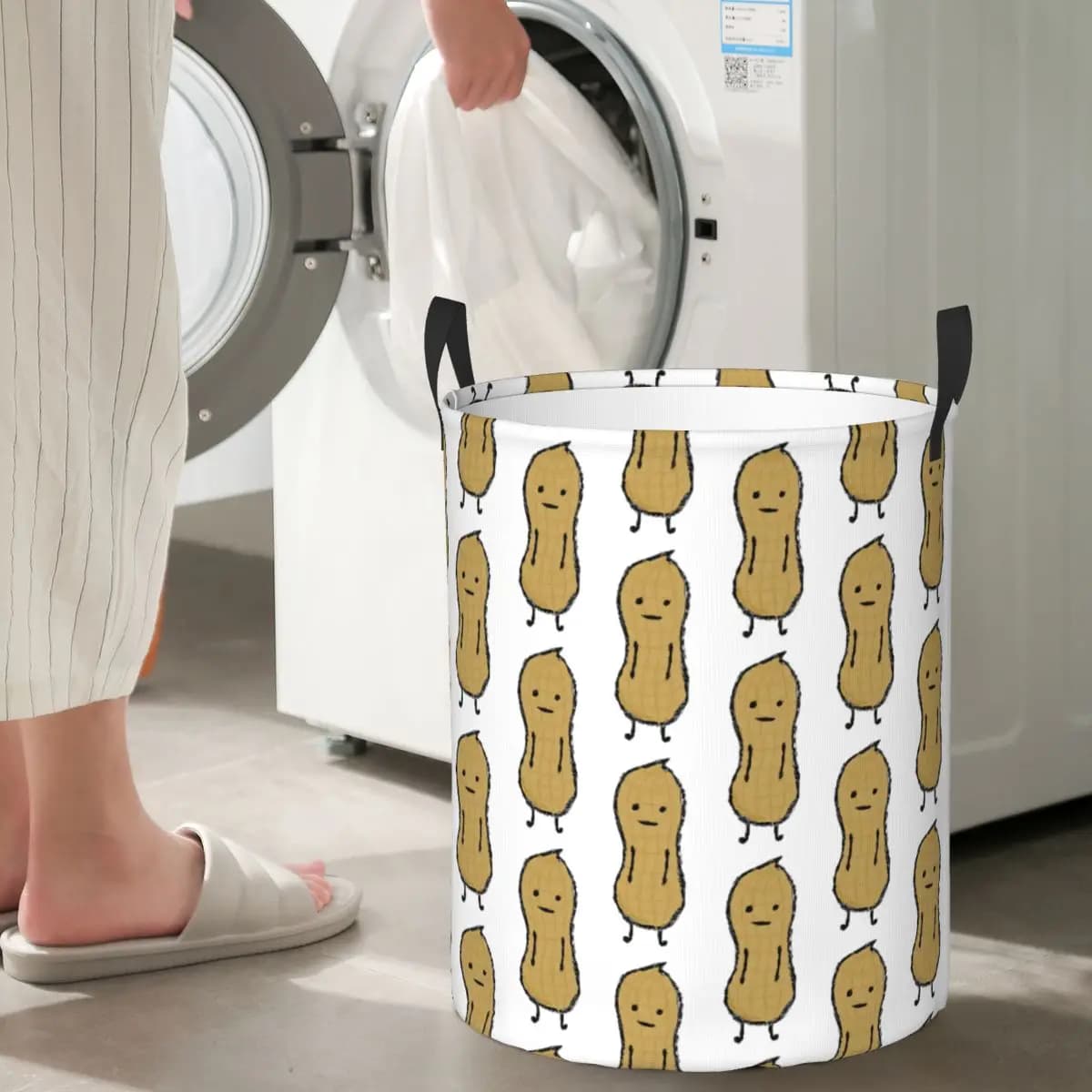 Foldable Linen Baskets with Peanuts Clothes Storage Basket for Various Items Organizer Bag for Home