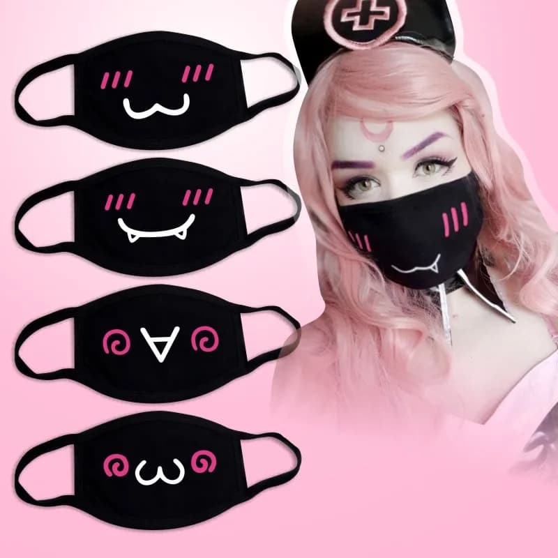 Black unisex winter cotton mask warm thickening half face mask for mouth cotton pattern cartoon anti-dust mask anti-respirator