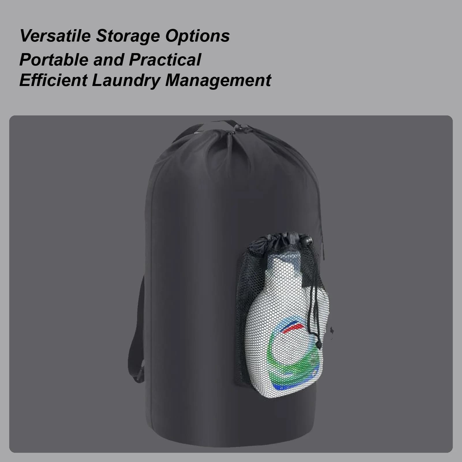 Backpack College Bed linen bag Mesh pocket Sleeping linen basket with coulisse Basket for dirty clothes with shoulder straps