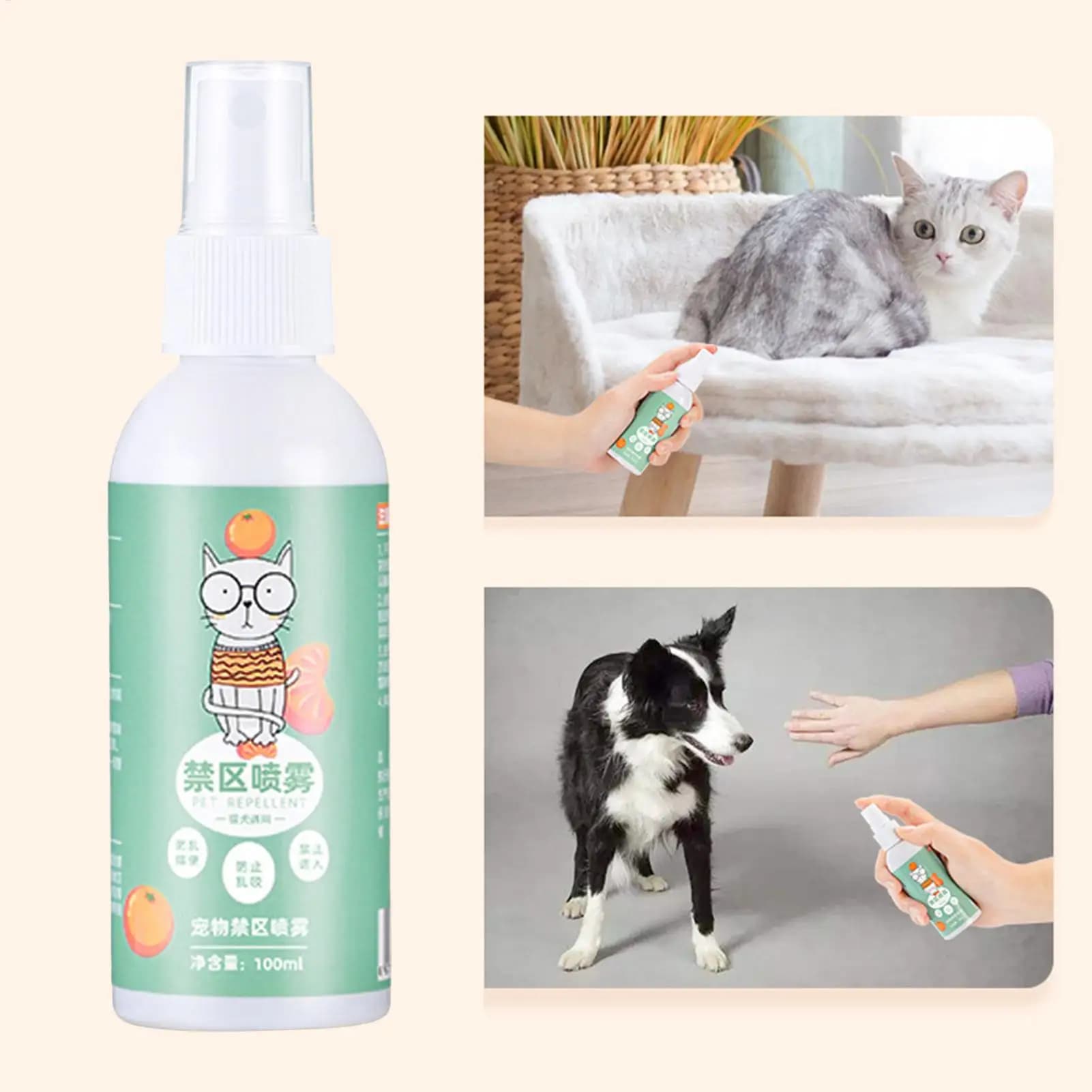 100ML Detergente per gatti Spray Spray per gatti Anti-Graffio per mobili Divani Tende Piante Comportamento Aiuto per l'addestramento Accessori per animali domestici