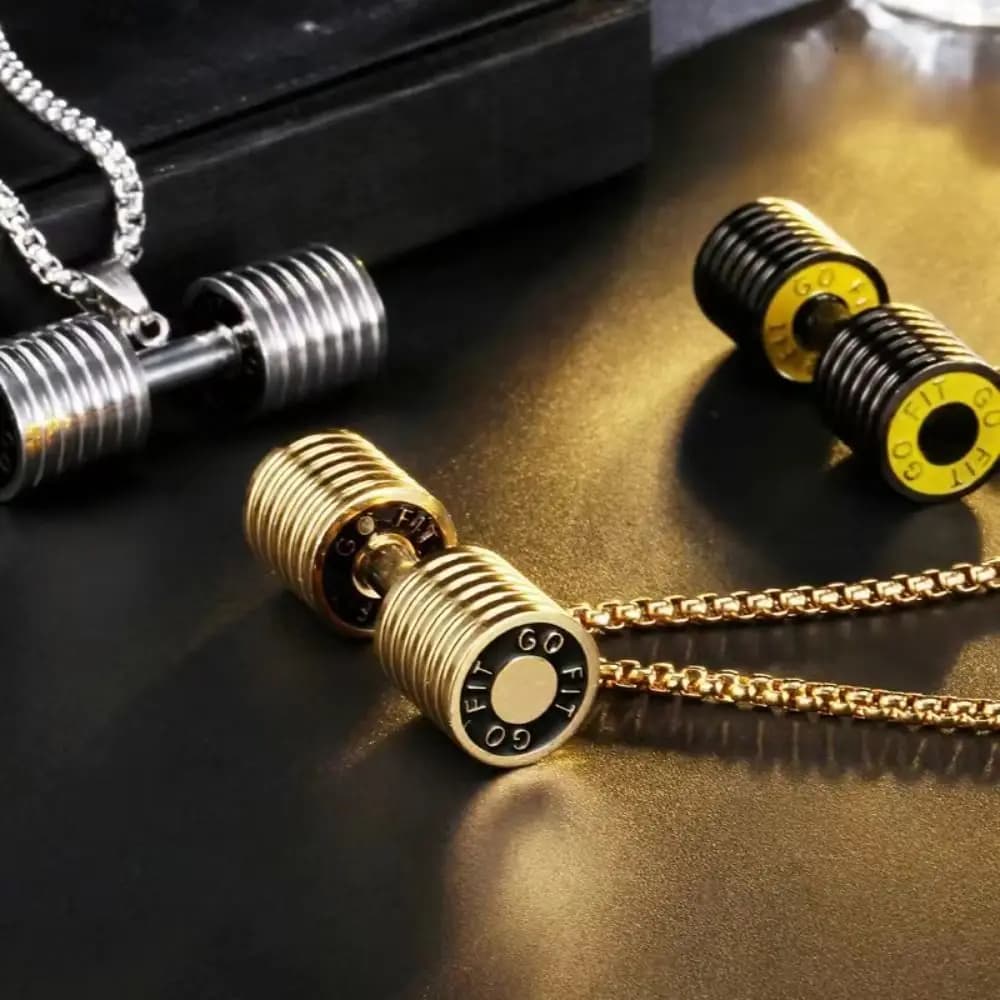 Necklace with Handlebar for Strength Training, Chain with Alloy Beads, Fitness Series Pendants, Creative Charm for Bags, Sporty Necklace with Handlebar