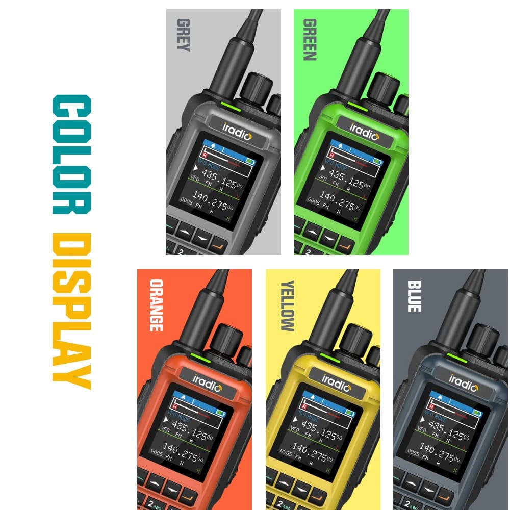 Ricetrasmettitore Analogico IRadio UV-99 15W Alta Potenza Dual Band con Doppio Display, Frequenza Aeronautica e Canale Meteo a un Tasto