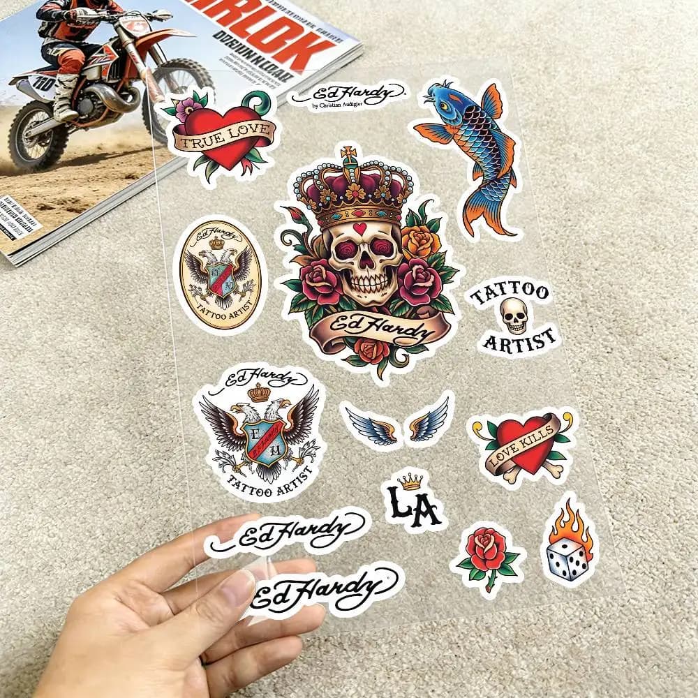Poster E-d Ha-rd-y Reflective Motorcycle Stickers Waterproof Vinyl Decals For Motorbike Helmet Fuel Tank Bike