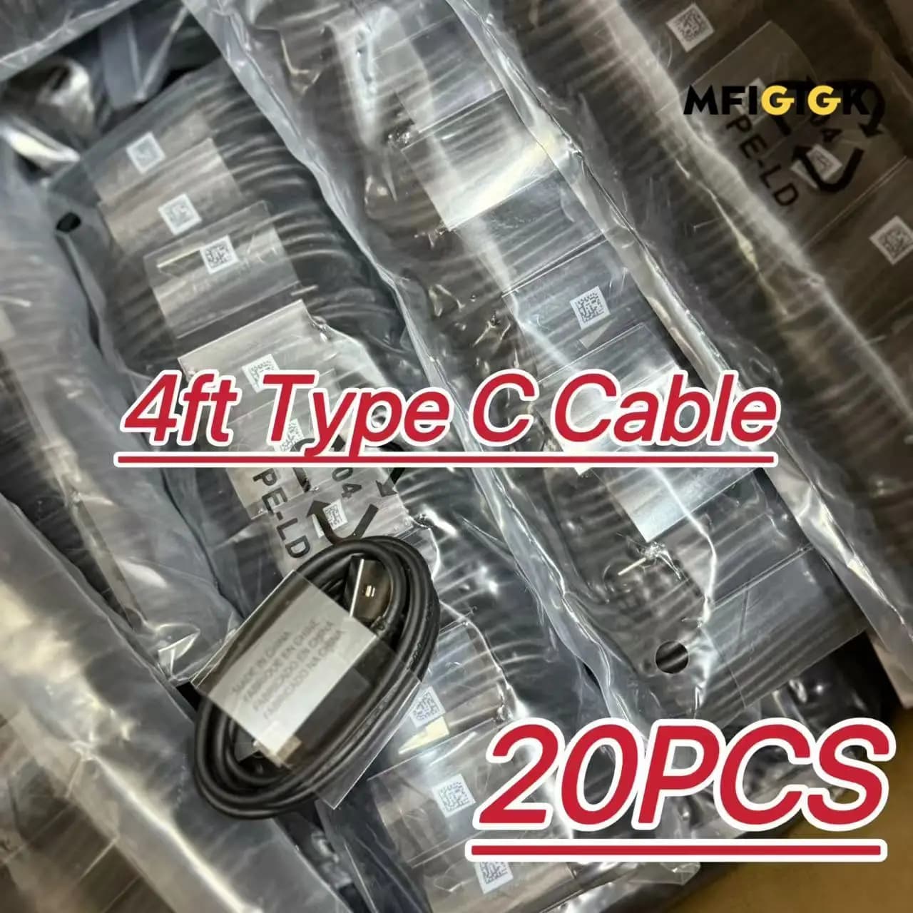 MFIGlGK 20 pz Lotto Tipo C Caricatore Android Cavo dati Cavo USB C a ricarica rapida Cavo 4 piedi