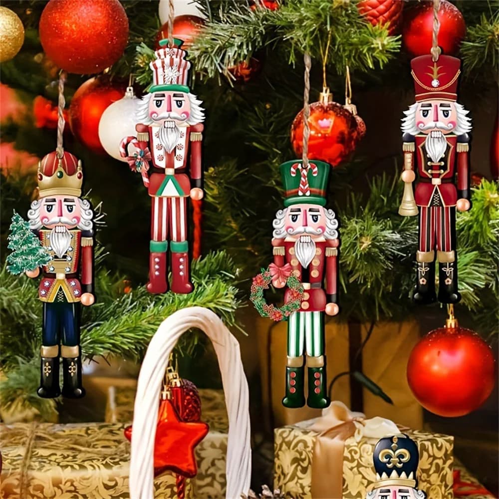 12 pieces of Christmas Scratch Soldier Wooden Pendant Christmas Tree Hanging Ornament 2024 Decoration Navidad for Home 2025 New Year Gift