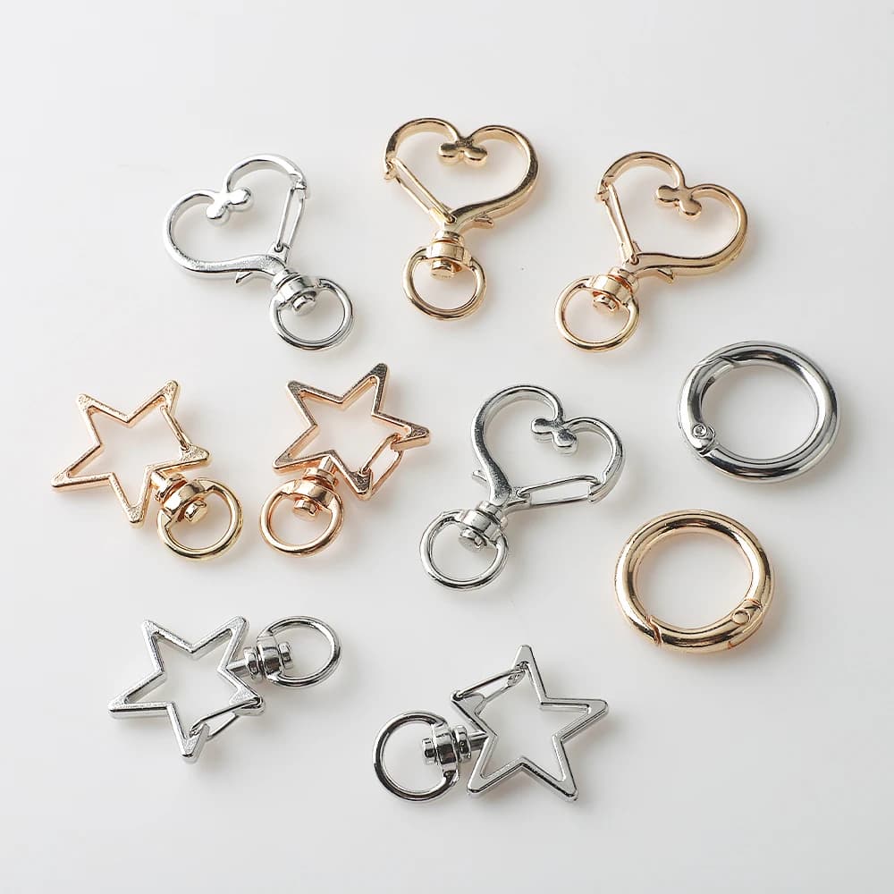 6 pezzi stella cuore moschettone grilletto clip fibbie moschettone clip portachiavi per portachiavi fai da te cordino creazione di gioielli accessorio