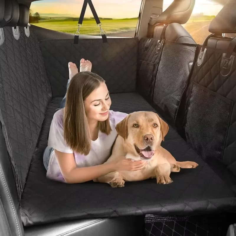 for FULED Deluxe Dog Car Seat Cover Scratch Proof Hammock with Hard Base for SUVs Trucks Comfortable Pet Travel Protector