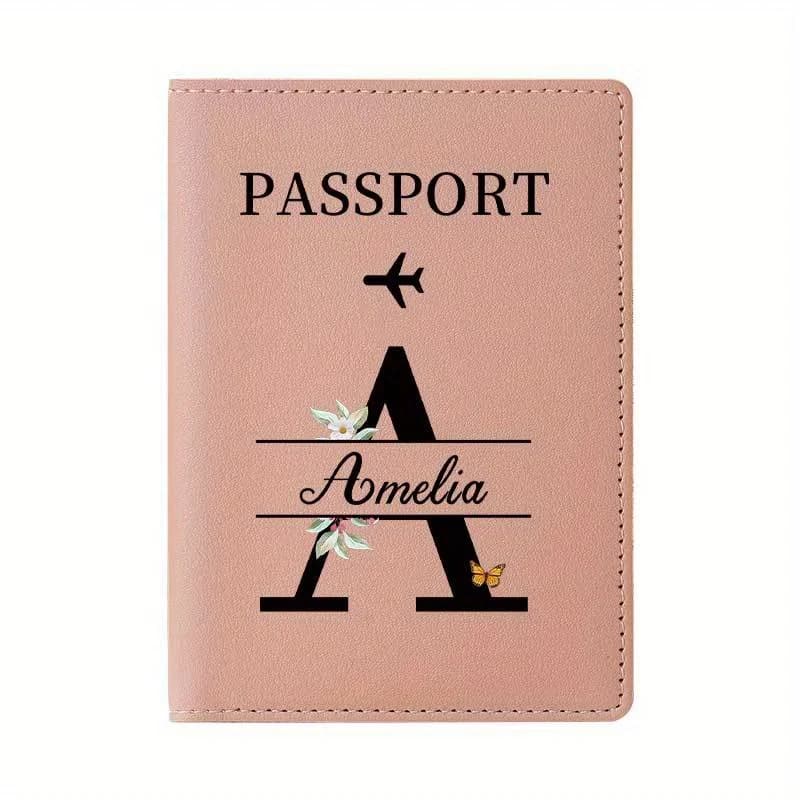 Personalized Custom Passport Holder with Custom Name - 26 Letters And Surname. Suitable for School, Travel, A Stylish Gift