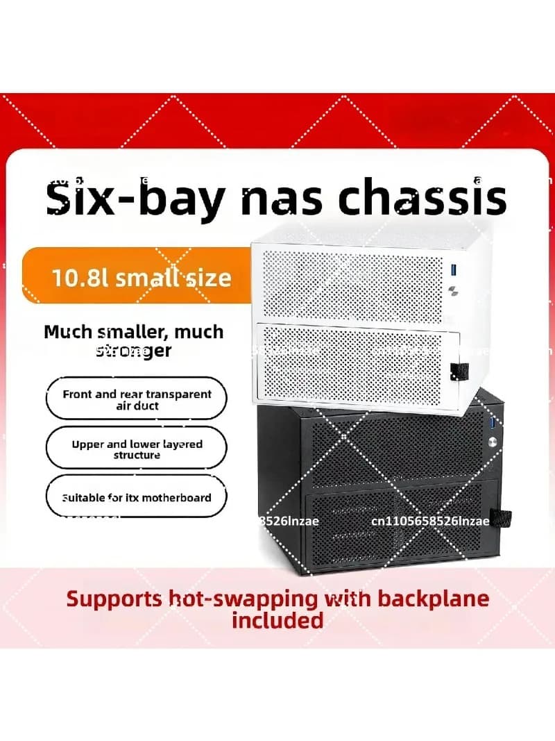 Six-Bay NAS Case for ITX Motherboard DIY Desktop Storage Server