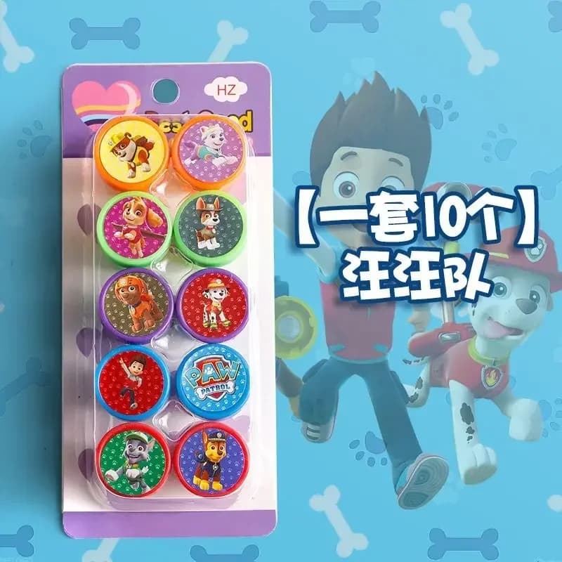 Paw Patrol 10pcs Stamps Anime Chase Marshall Rubble Skye Action Figure Book Stamp Colorful Pattern