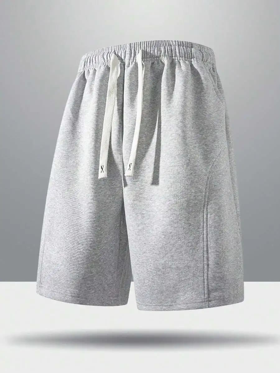 Mens Comfortable Heather Gray Drawstring Shorts, Relaxed Fit For Summer Leisure And Travel