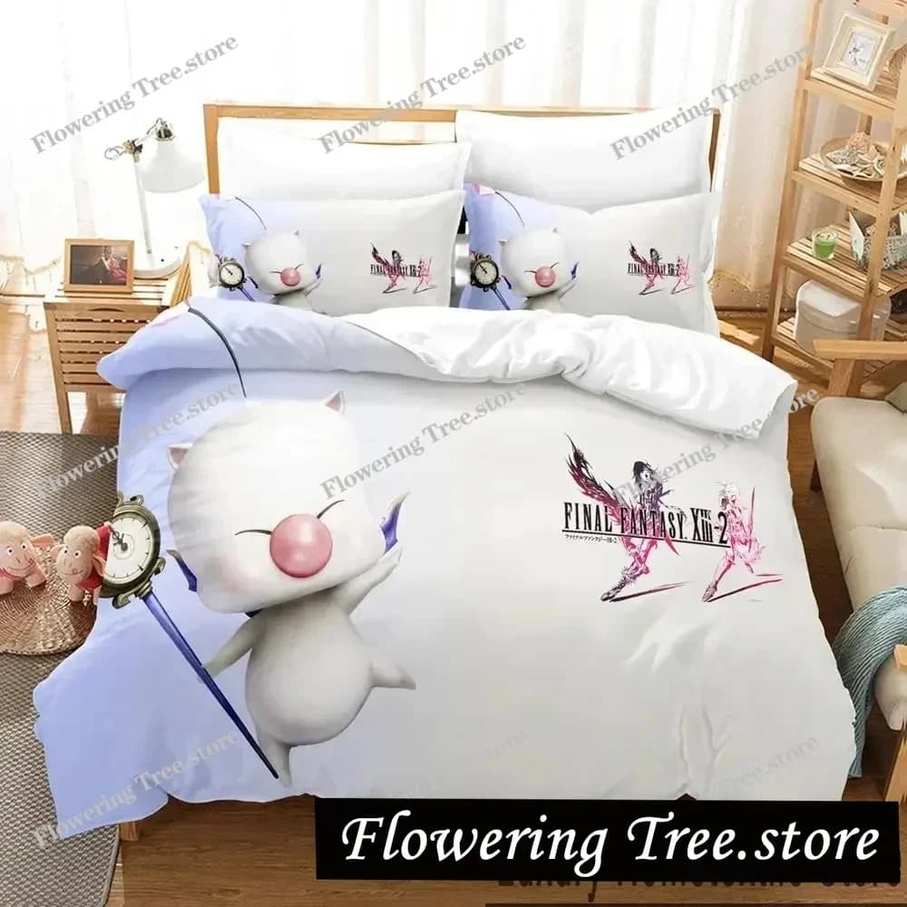 Set di biancheria da letto con stampa 3D Anime Game FINAL FANTASY XIII-2 per ragazzi e ragazze, copripiumino, federa, letto per ragazzi e adulti, misura Twin Queen King029