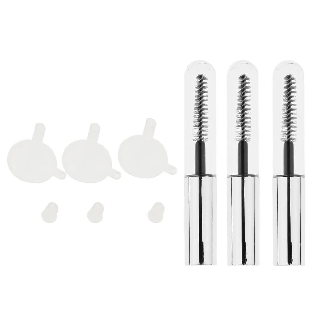Set of 3 empty glue tubes, mascara bottles, with funnel inserts