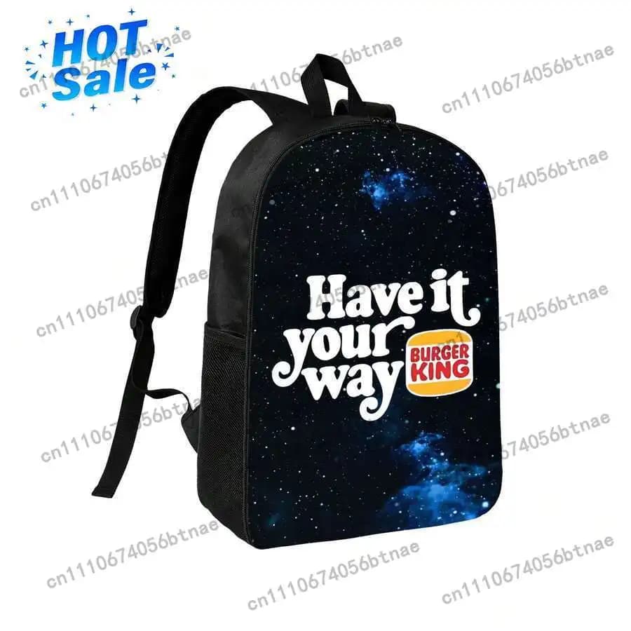 Burger King Have It Your Way Men Starry Sky Edition Unisex Waterproof Large Capacity 15 Inch Computer Backpack For School Travel