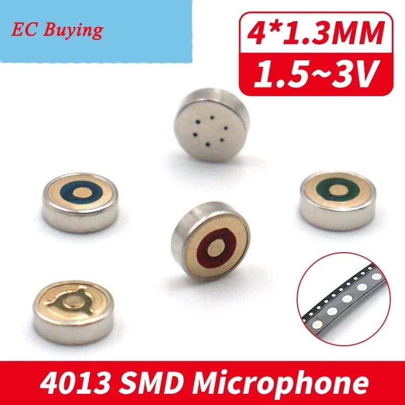 10 Pz/lotto 4013 Microfono MIC A Condensatore Electret 4 MILLIMETRI Microfono Pickup 4*1.3 MILLIMETRI MP3 Accessori Per Il Giocattolo walkie-talkie