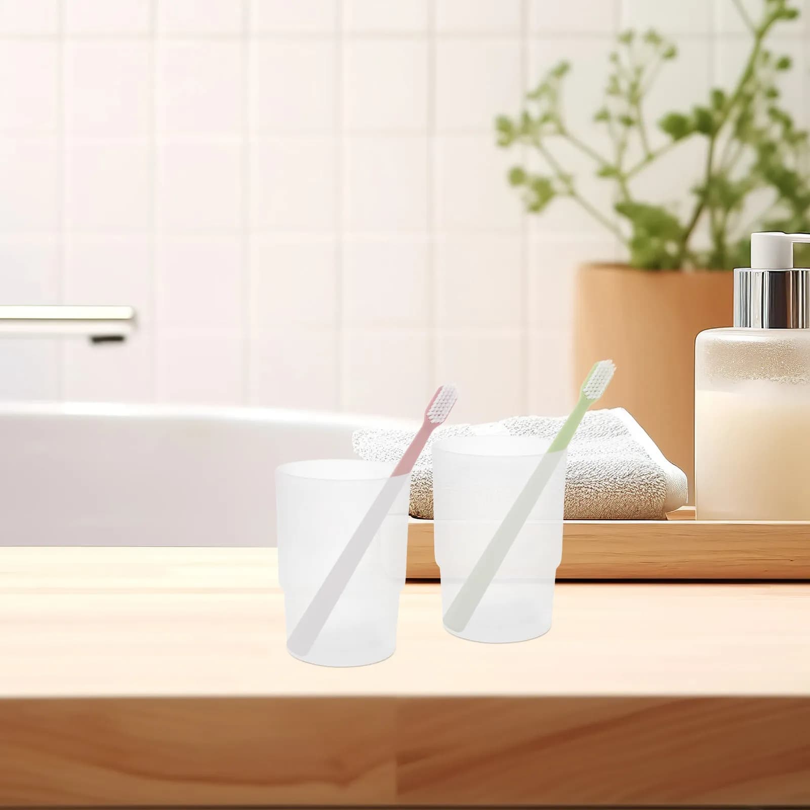 Set di 2 Portaspazzolini in Vetro per Bagno, Porta Dentifricio e Bicchieri Trasparenti per il Lavaggio dei Denti, Accessori per il Bagno