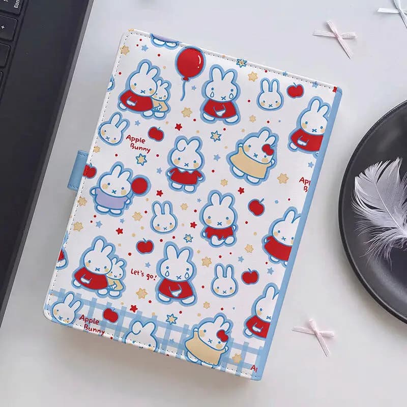 Miffy Kawaii Balloon Print A5 Pu Loose Leaf Notebook Magnetic Snap Detachable Refillable Hand Account Diary Planner