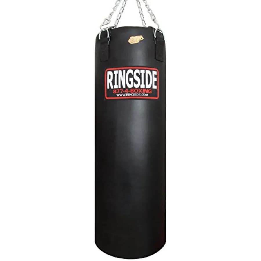 Sacco da boxe Powerhide per uso domestico, imbottito, nero, 100 libbre, in vinile resistente con cuciture rinforzate