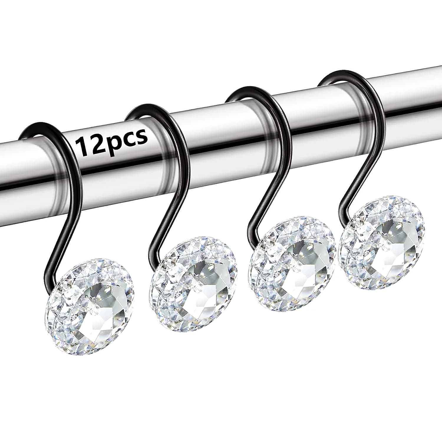 12 Pezzi Piccoli Ganci Decorativi per Tende da Doccia con Paillettes, Anelli Antiruggine Antiscivolo per Arredo Bagno