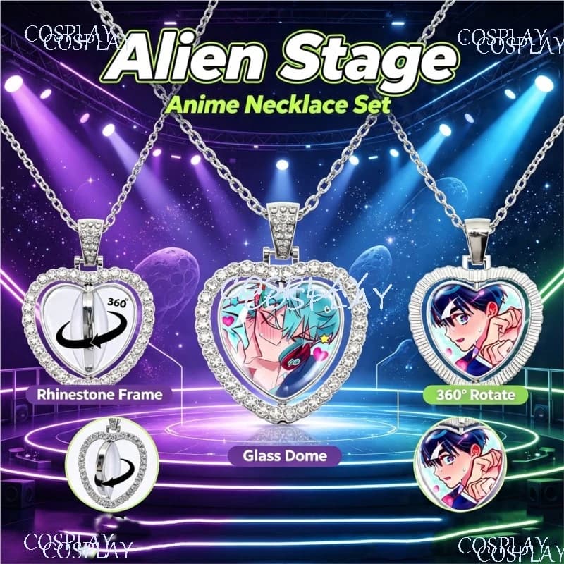 Alien Stage Rotatable Double Sided Peach Heart Necklace Zombie Stage Mizi Sua Luka Cosplay Pendant Fan Accessories Gift Prop