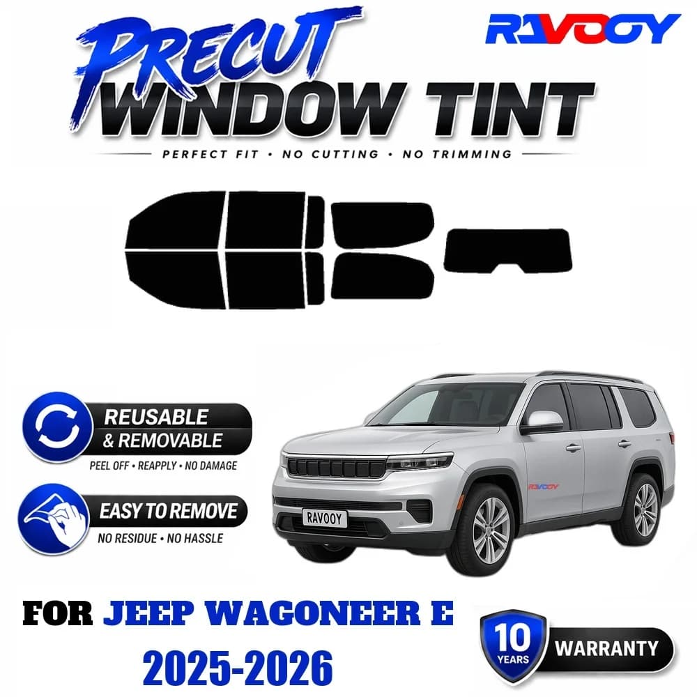 RAVOOY Precut Window Tint, Reusable Removable EPU Film, Custom Fit for Jeep Wagoneer E 2025-2026, UV Heat Protection
