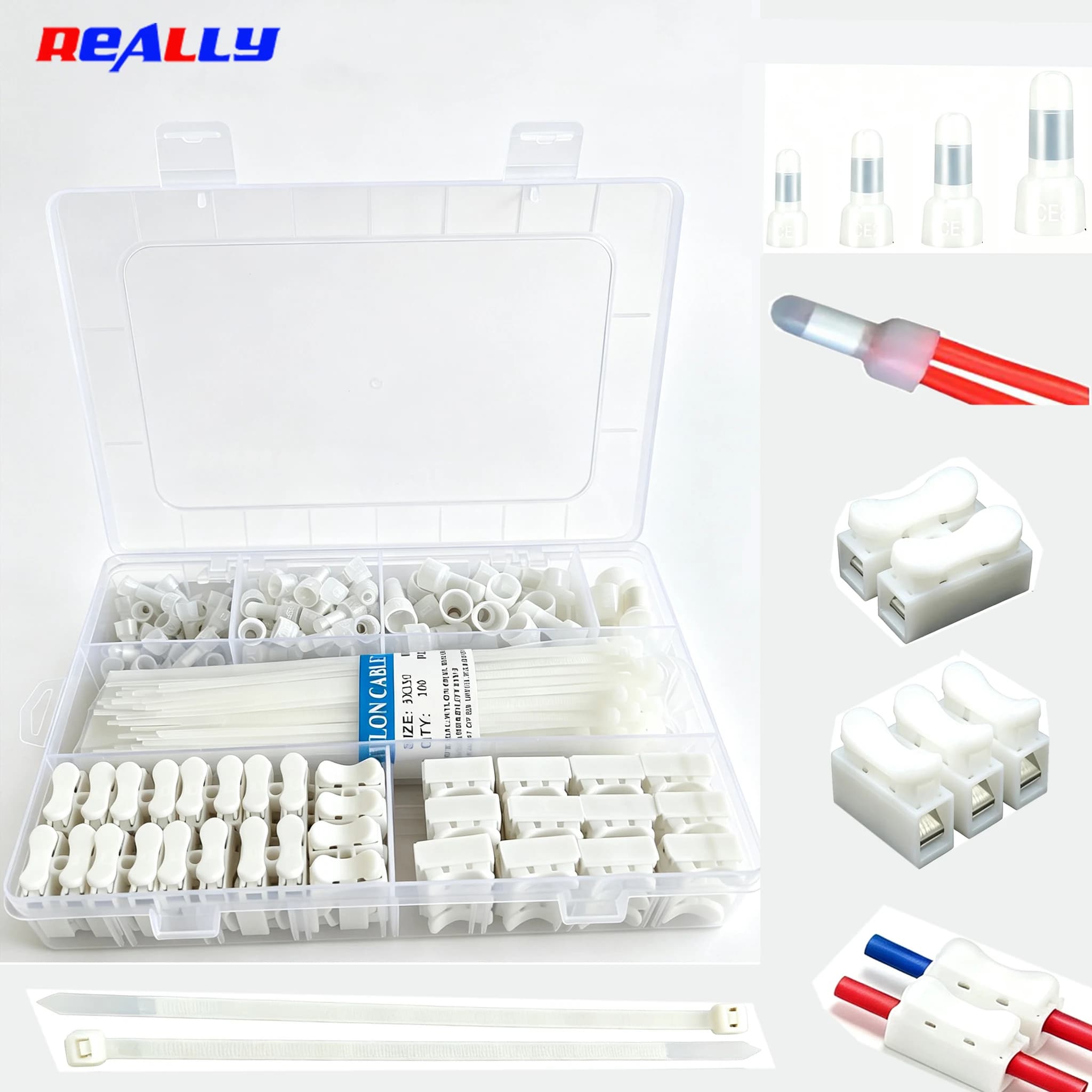281Pcs Wire Terminal Kit CE1 CE2 CE5 CE8 Closed End Wire Connectors CH2 CH3 Quick Splice Terminals 3×150mm Nylon Cable Zip Ties
