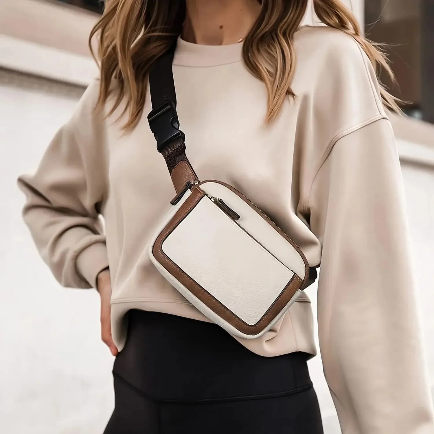Marsupio in pelle da donna Borsa a tracolla da viaggio Marsupio impermeabile Portafoglio sportivo Tasca Borsa unisex