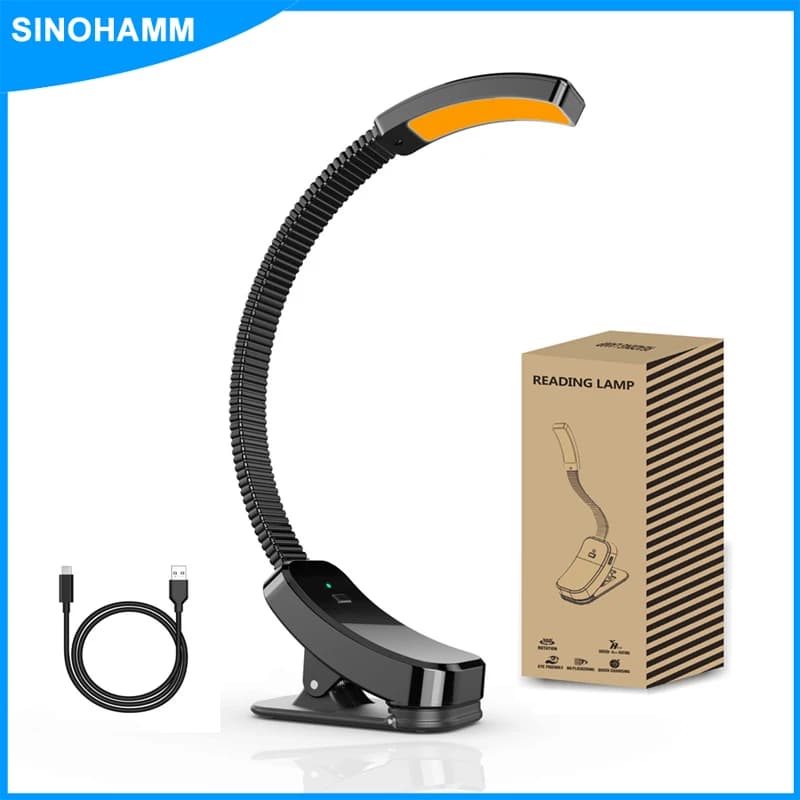 Luce da libro con blocco della luce blu Clip USB ricaricabile Nessuna luce LED blu ambrata per la lettura degli occhi Lampade con attenuazione continua sana