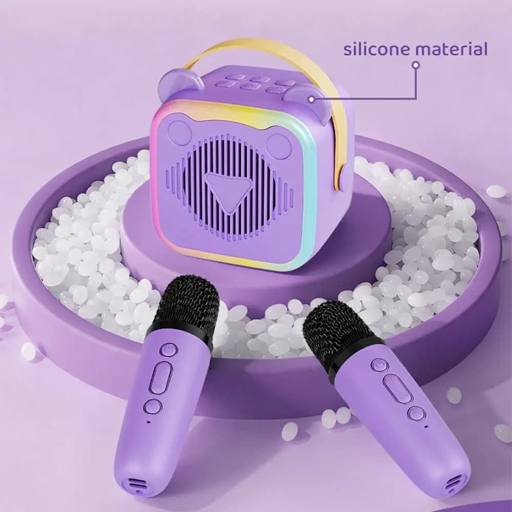 Portable Mini Karaoke Machine HIFI Surround 3.5mm Earphone Mini Bluetooth Audio Wireless Microphones Bluetooth 5.3