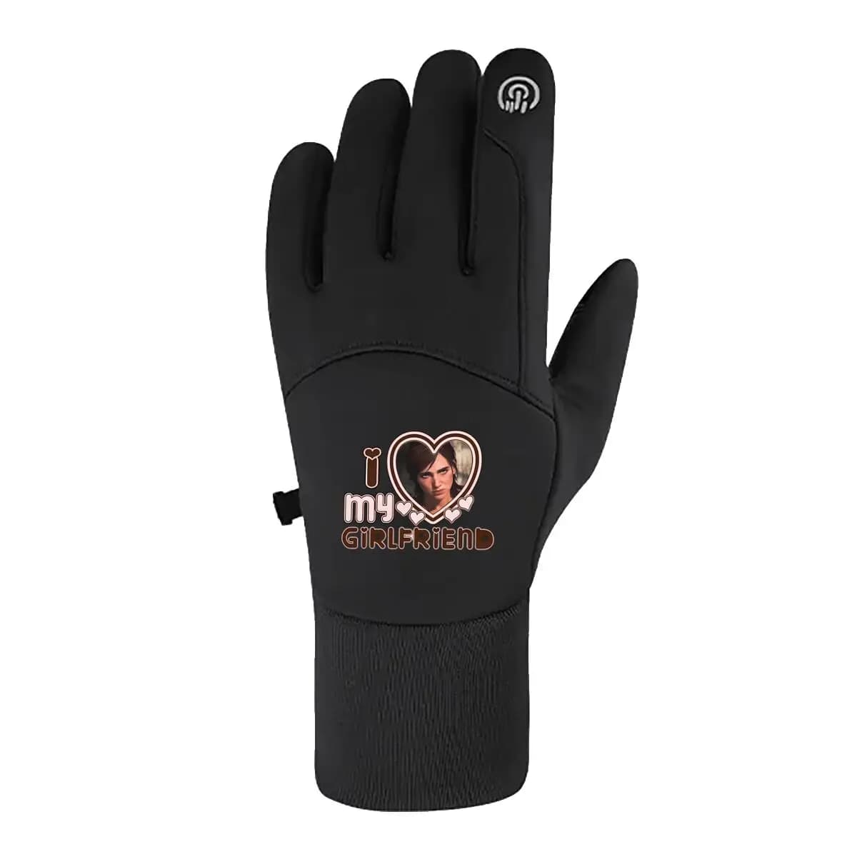 Amo la mia ragazza con il ritratto Guanti da ciclismo per pendolari Touch screen caldo antivento