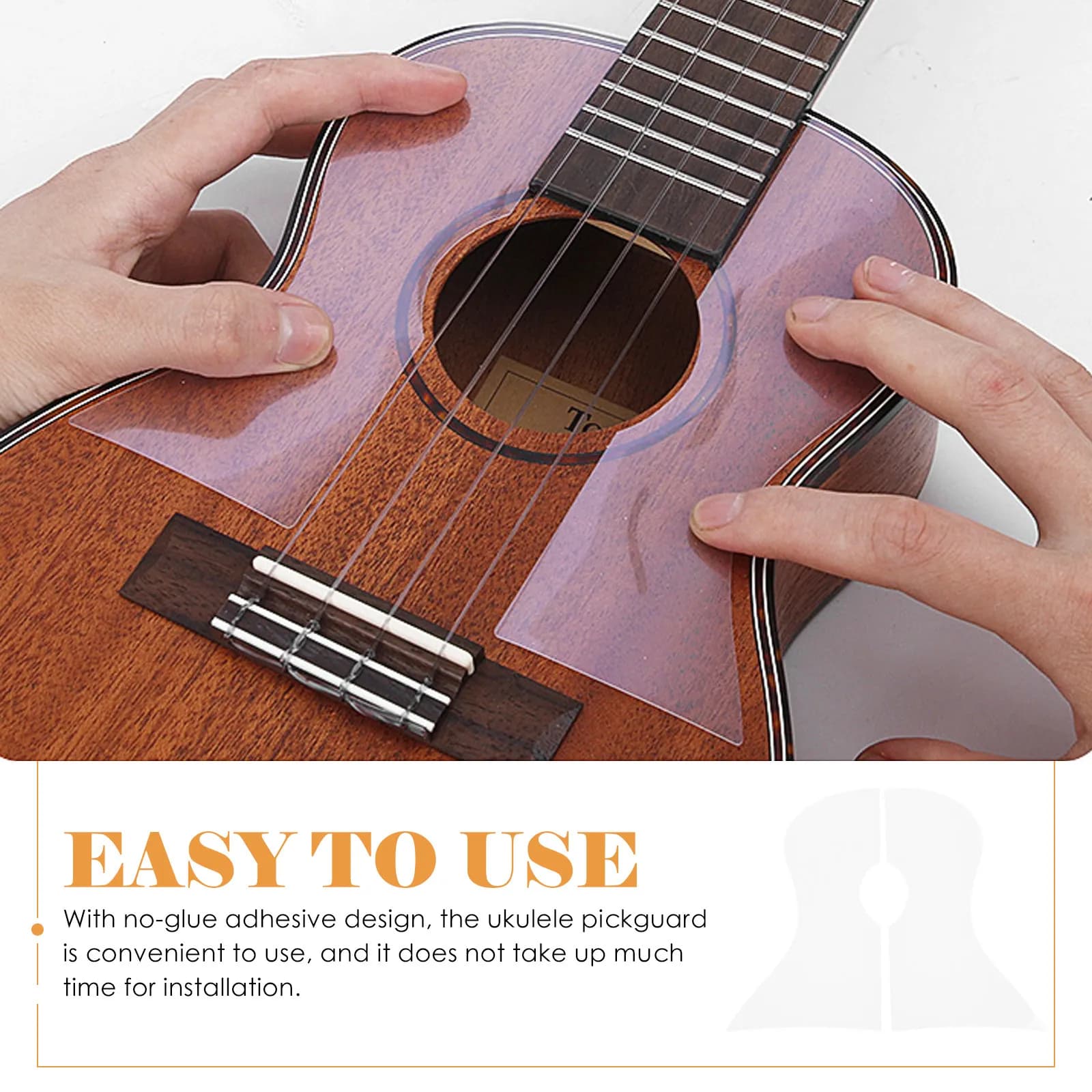 Set di 1 Pezzo: Pickguard Trasparente per Ukulele, Design Senza Colla, Protezione Antigraffio, Ricambio per Chitarra Acustica