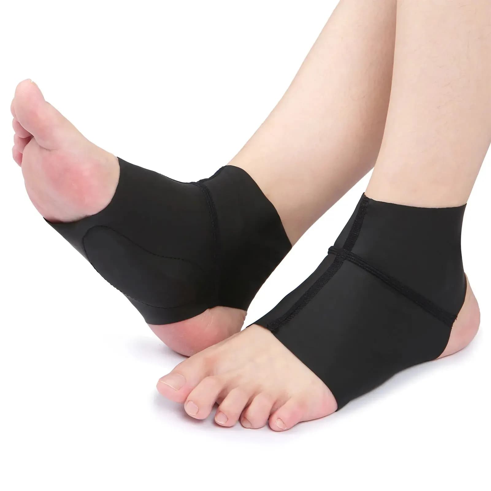1 paio di tutore di supporto per arco plantare con protezione per caviglia in gel, calzini piatti per piedi con inserti in gel, cuscino per soletta per alleviare il dolore all'arco della caviglia