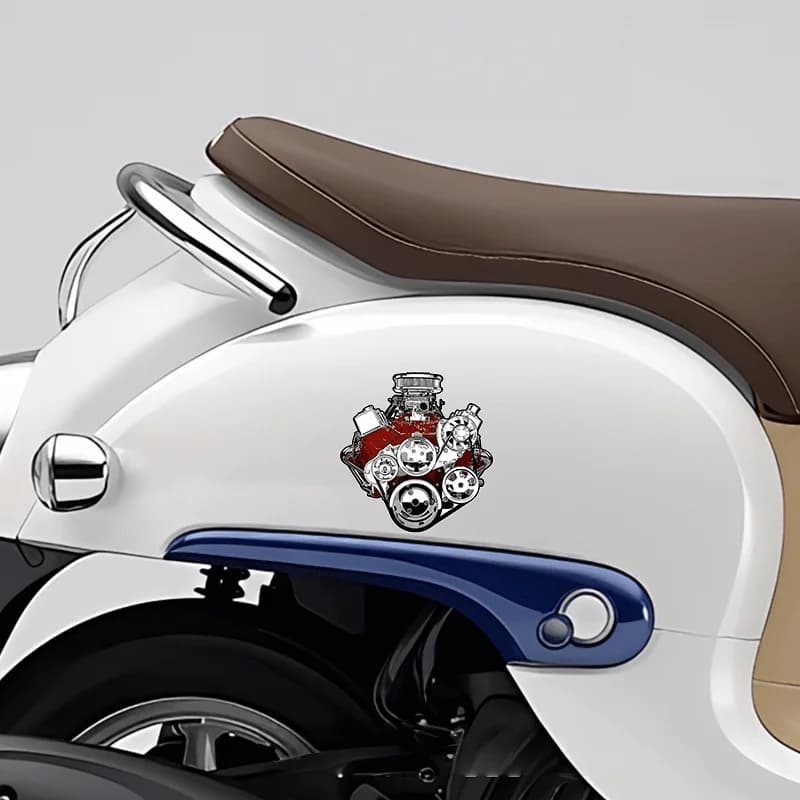 Adesivi in vinile impermeabili con grafica motore V8 per auto, moto, casco, laptop, bici, decorazioni.