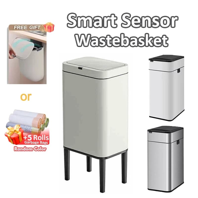 Cestino per Rifiuti Domestico con Sensore Automatico, 20 Litri, Pattumiera Intelligente con Coperchio, Cestino Alto in Acciaio Inossidabile