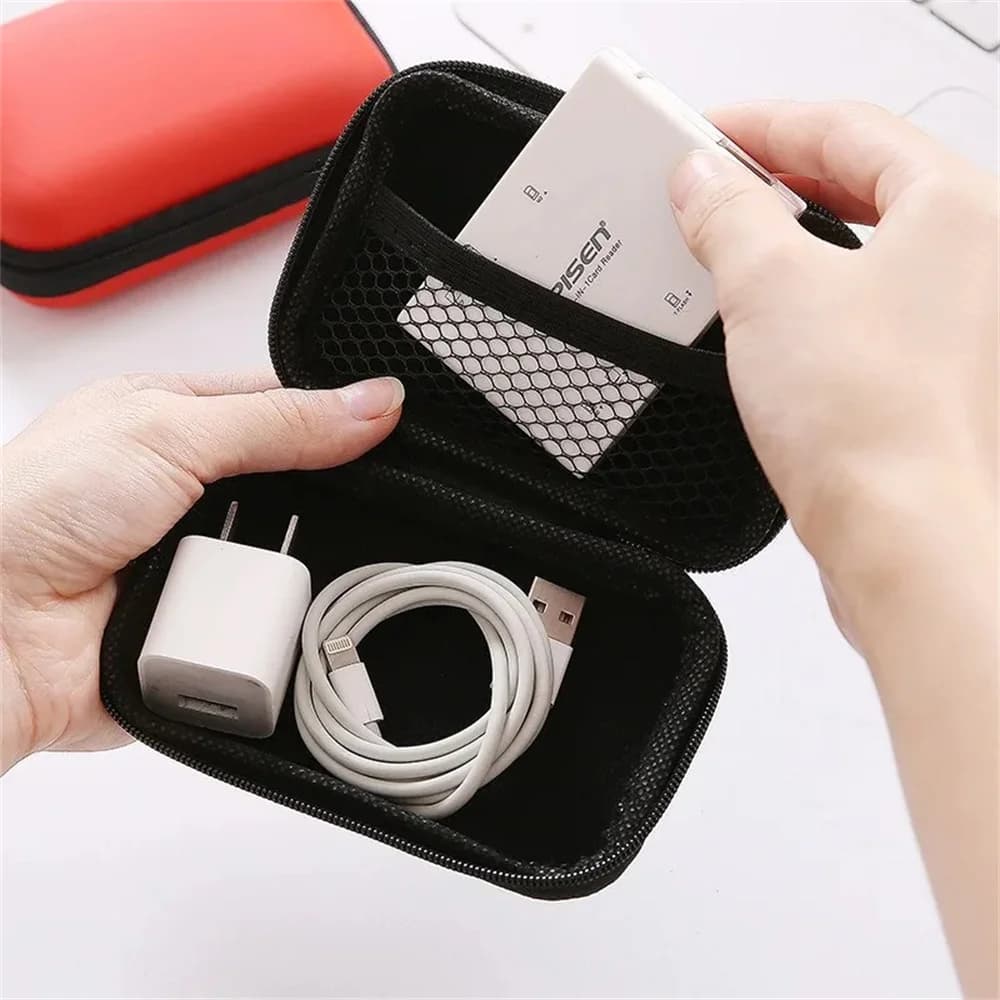 Borsa da viaggio portatile in EVA con cerniera protettiva per chiavette USB, cuffie, caricabatterie per cellulari e cavi dati - Organizer